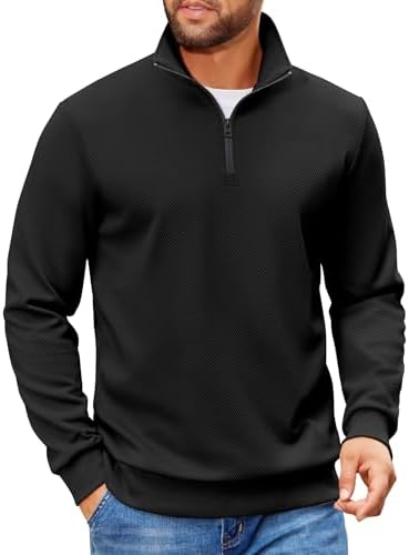 COOFANDY Men's Quarter Zip Up Pullover Lightweight Mock Neck